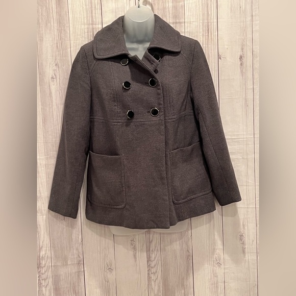Style & Co Gray Double-Breasted Pea Coat with Notched Lapel/size SP - Picture 7 of 8